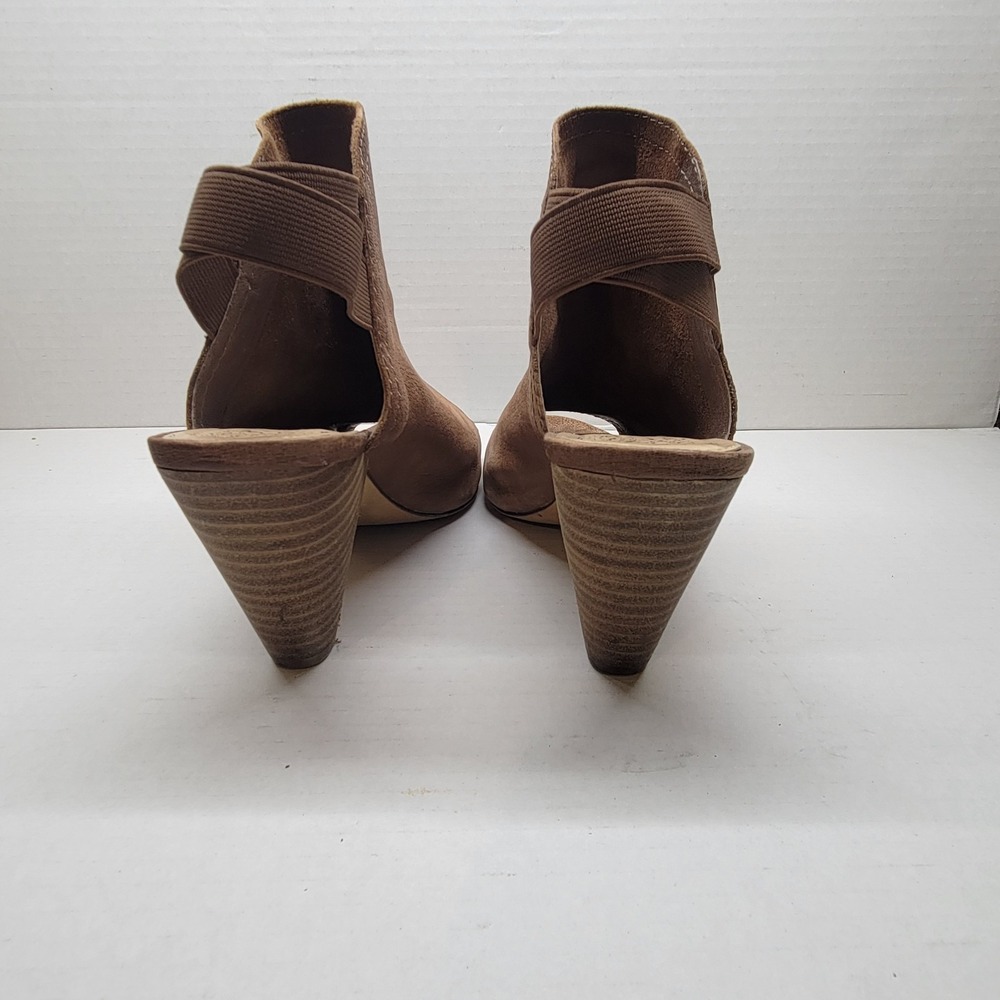 Vince Camuto Peep Toe Booties Brown Leather Slingback Heel Size 8M - Picture 3 of 11